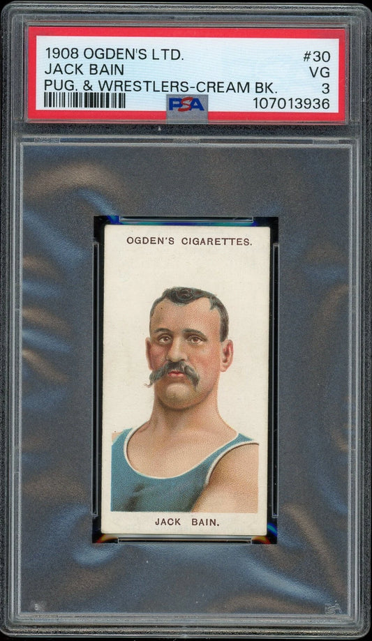 1908 Ogden's LTD #30 Jack Bain Pugilists & Wrestlers Cream Back PSA 3 VG