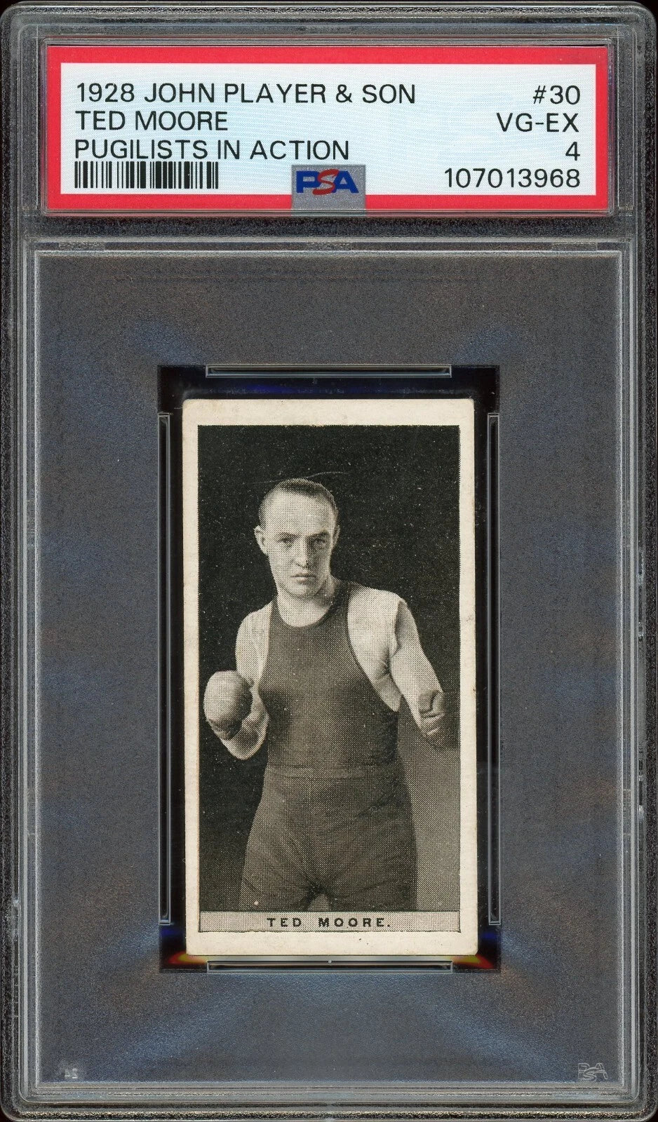 1928 John Player & Son #30 Ted Moore Pugilists in Action PSA 4 VG-EX