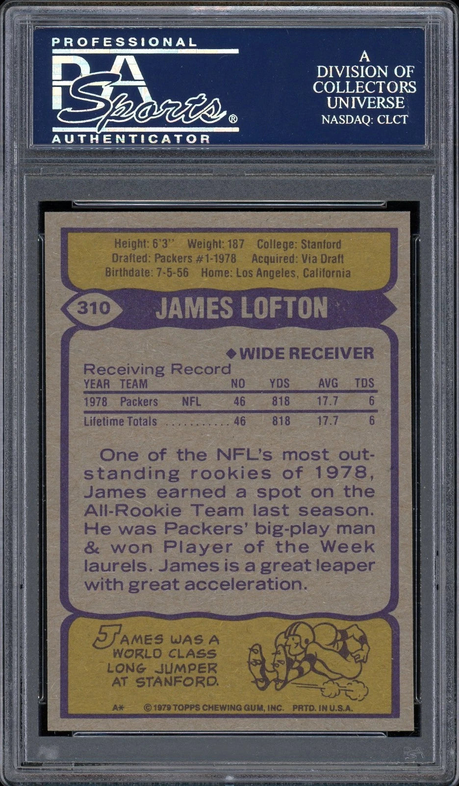 1979 Topps #310 James Lofton PSA 8 NM-MT