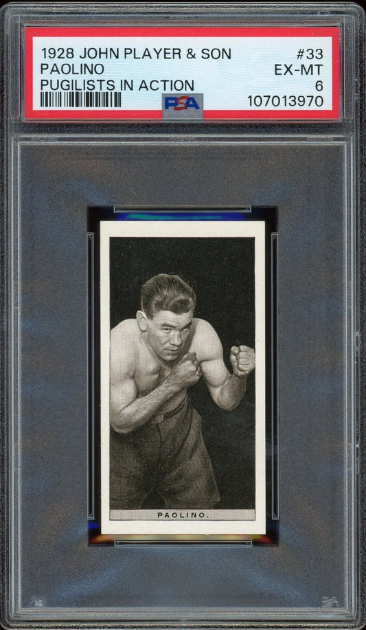 1928 John Player & Son #33 Paolino Pugilists in Action PSA 6 EX-MT