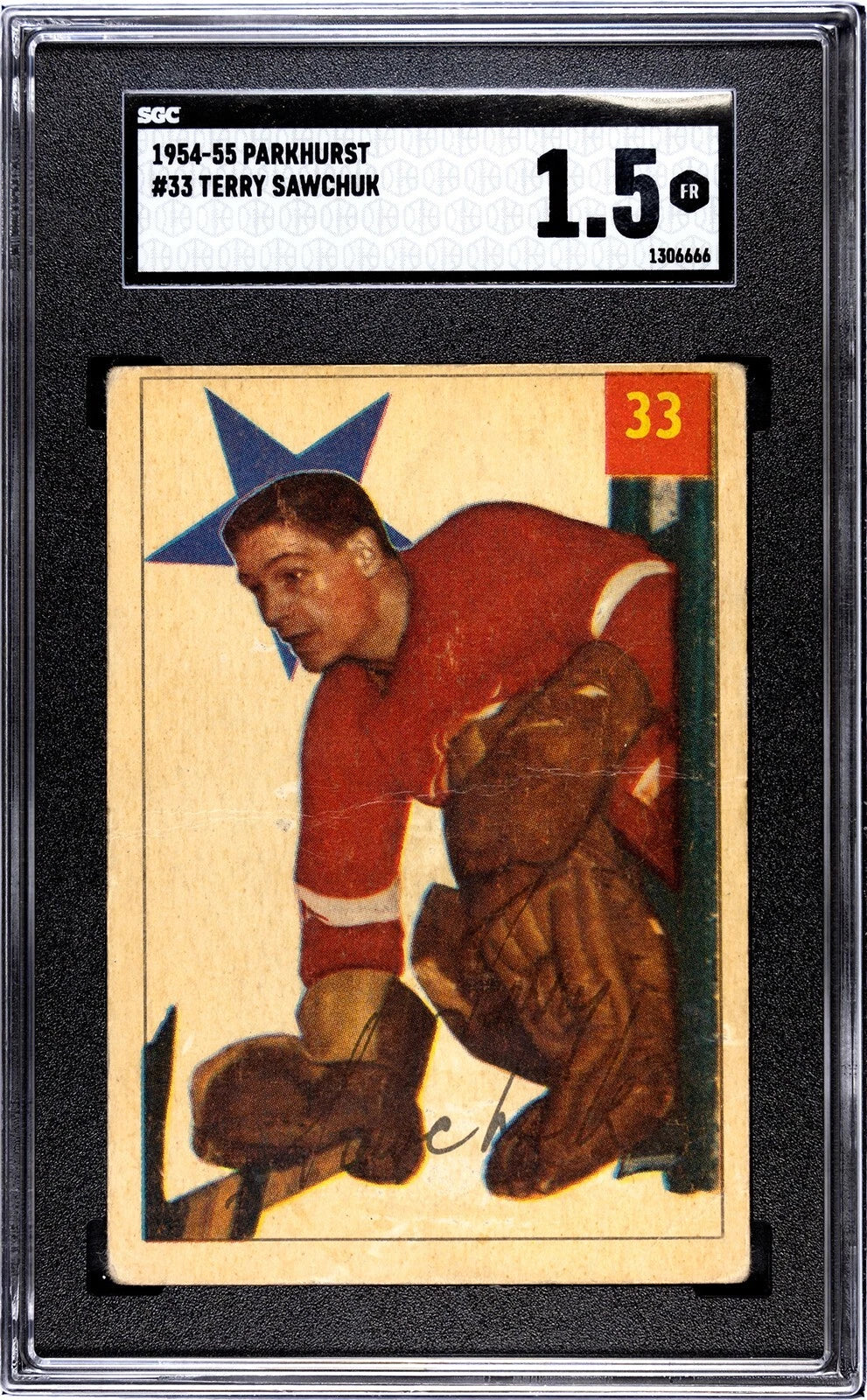 1954 Parkhurst #33 Terry Sawchuk SGC 1.5 Fair