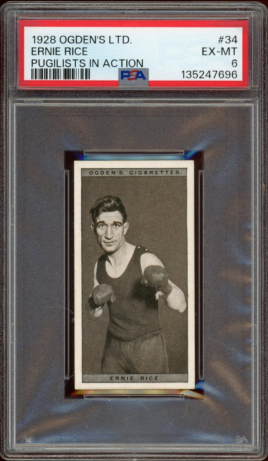 1928 Ogden's LTD #34 Ernie Rice Pugilists in Action PSA 6 EX-MT