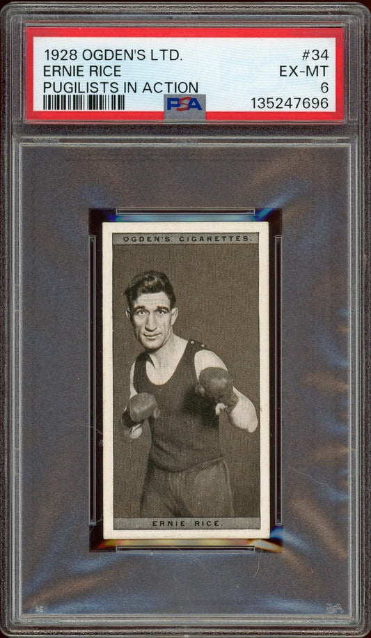 1928 Ogden's LTD #34 Ernie Rice Pugilists in Action PSA 6 EX-MT