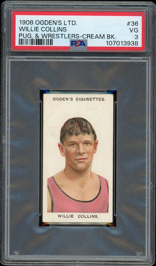 1908 Ogden's LTD #36 Willie Collins Pugilists & Wrestlers Cream Back PSA 3 VG