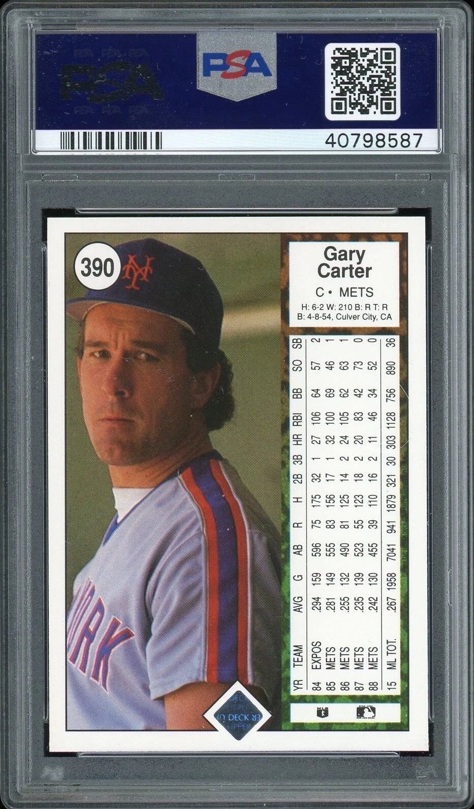 1989 Upper Deck #390 Gary Carter PSA 9 Mint