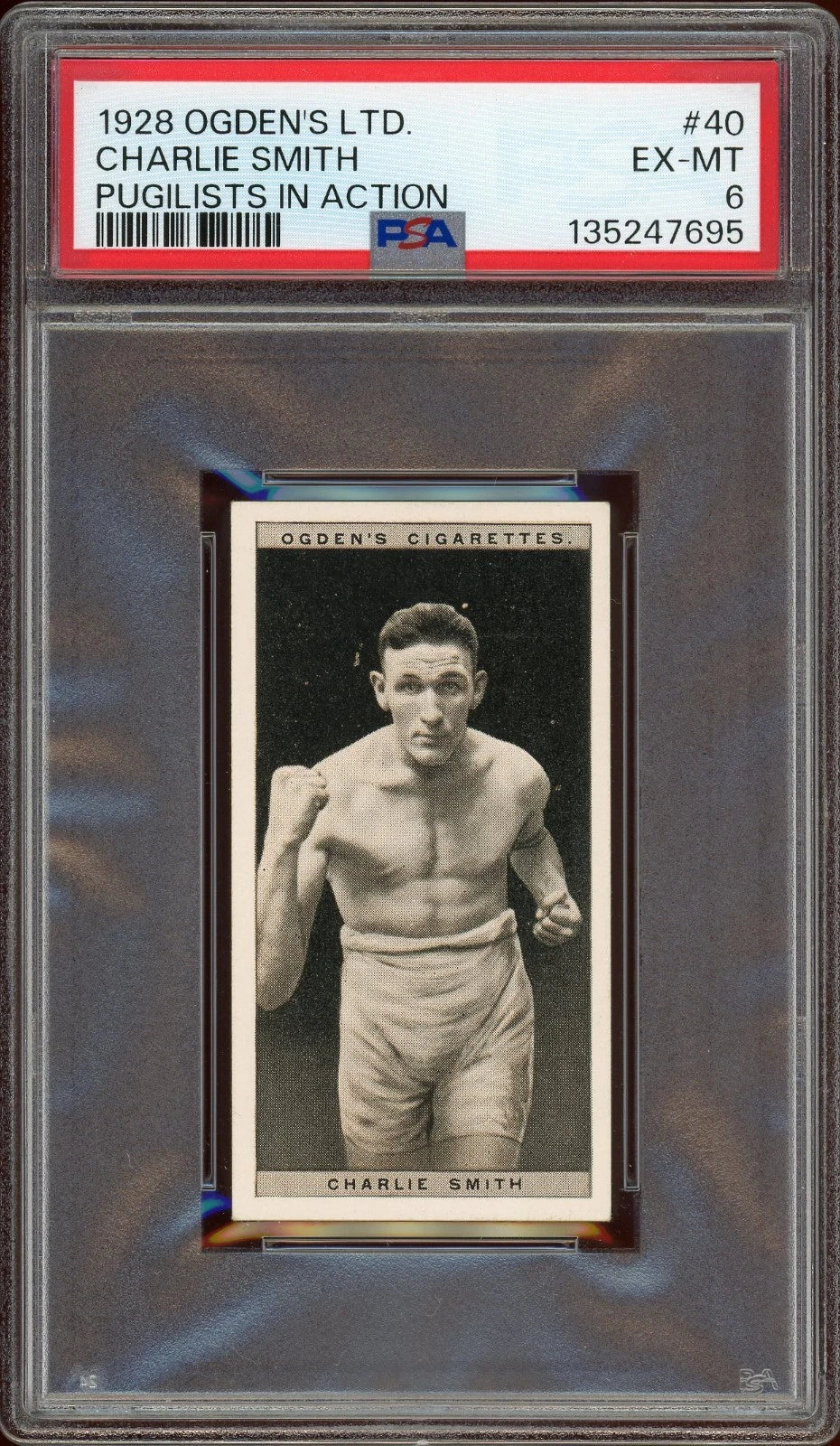 1928 Ogden's LTD #40 Charlie Smith Pugilists in Action PSA 6 EX-MT