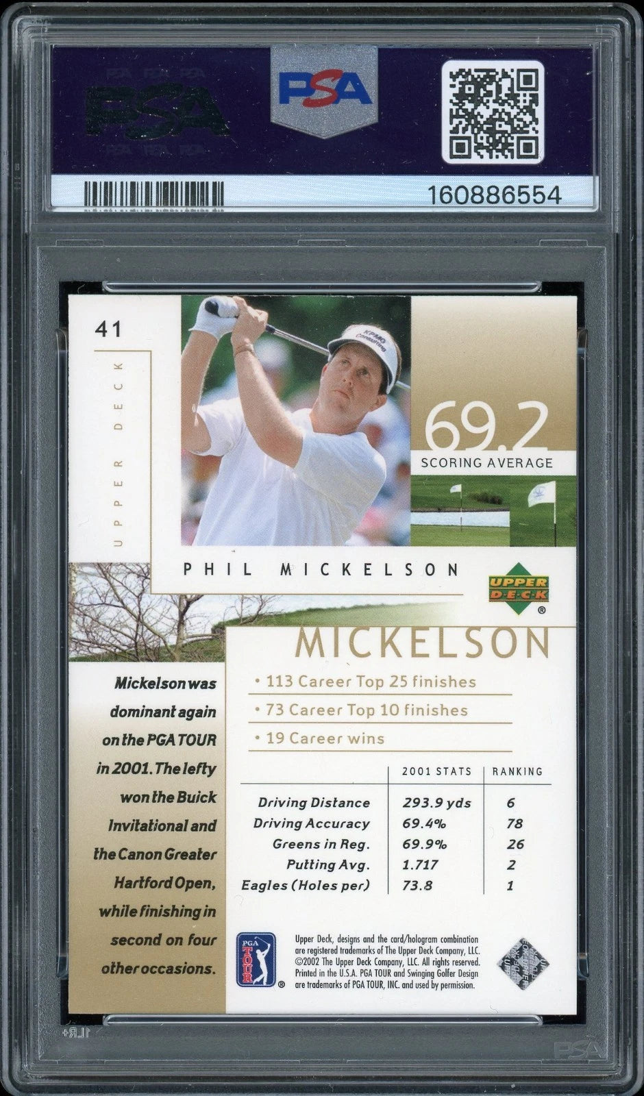 2022 Upper Deck Golf #41 Phil Mickelson PSA 9 Mint