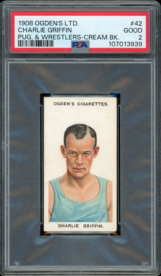 1908 Ogden's LTD #42 Charlie Griffin Pugilists & Wrestlers Cream Back PSA 2 GOOD