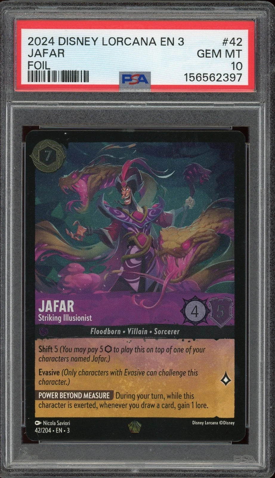 2024 Disney Lorcana EN 3 #42 Jafar Foil PSA 10 GEM MT