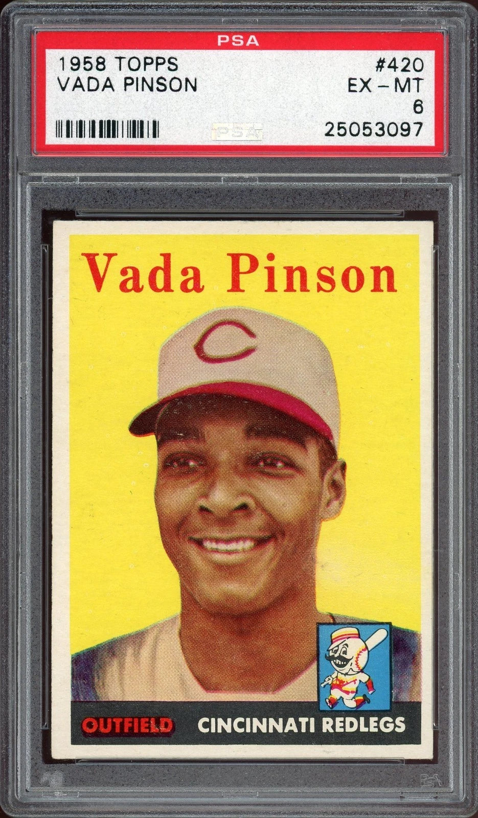 1958 Topps #420 Vada Pinson PSA 6 EX-MT