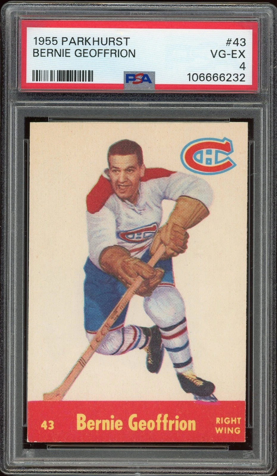 1955 Parkhurst #43 Bernie Geoffrion PSA 4 VG-EX