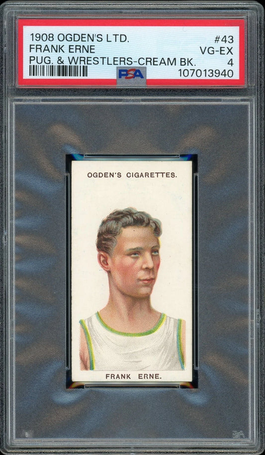 1908 Ogden's LTD #43 Frank Erne Pugilists & Wrestlers Cream Back PSA 4 VG-EX