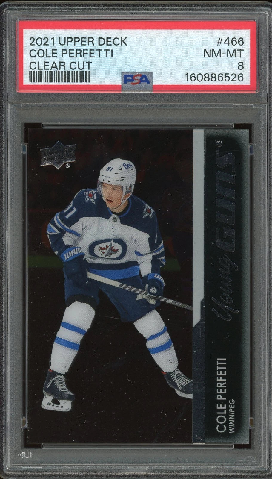 2021 Upper Deck #466 Cole Perfetti Clear Cut PSA 8 NM-MT