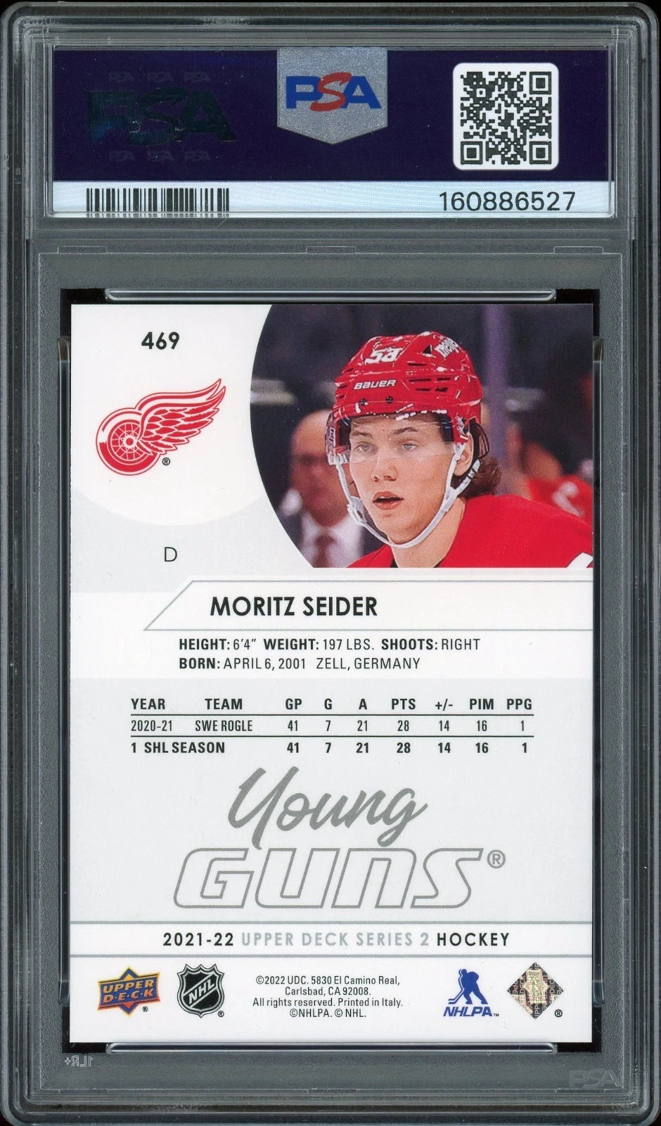 2021 Upper Deck #469 Moritz Seider PSA 9 Mint