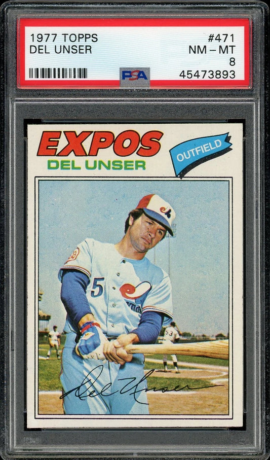 1977 Topps #471 Del Unser PSA 8 NM-MT