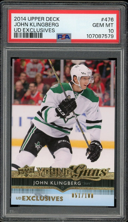 2014 Upper Deck #476 John Klingberg UD Exclusives /100 PSA 10 GEM MT