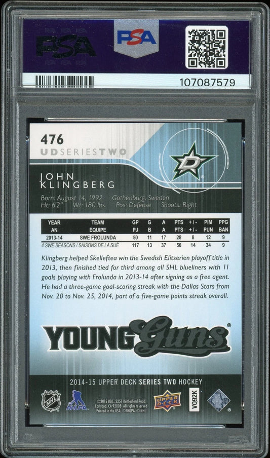 2014 Upper Deck #476 John Klingberg UD Exclusives /100 PSA 10 GEM MT