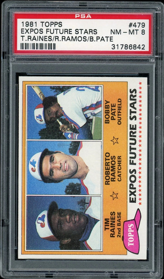 1981 Topps #479 Expos Future Stars T. Raines R. Ramos B. Pate PSA 8 NM-MT