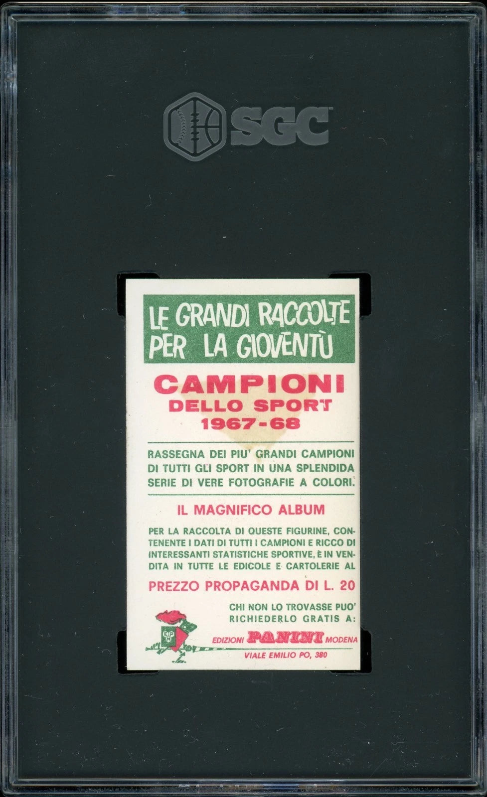 1967 Panini #482 John Sullivan Campioni Dello Sport SGC 3.5 VG +