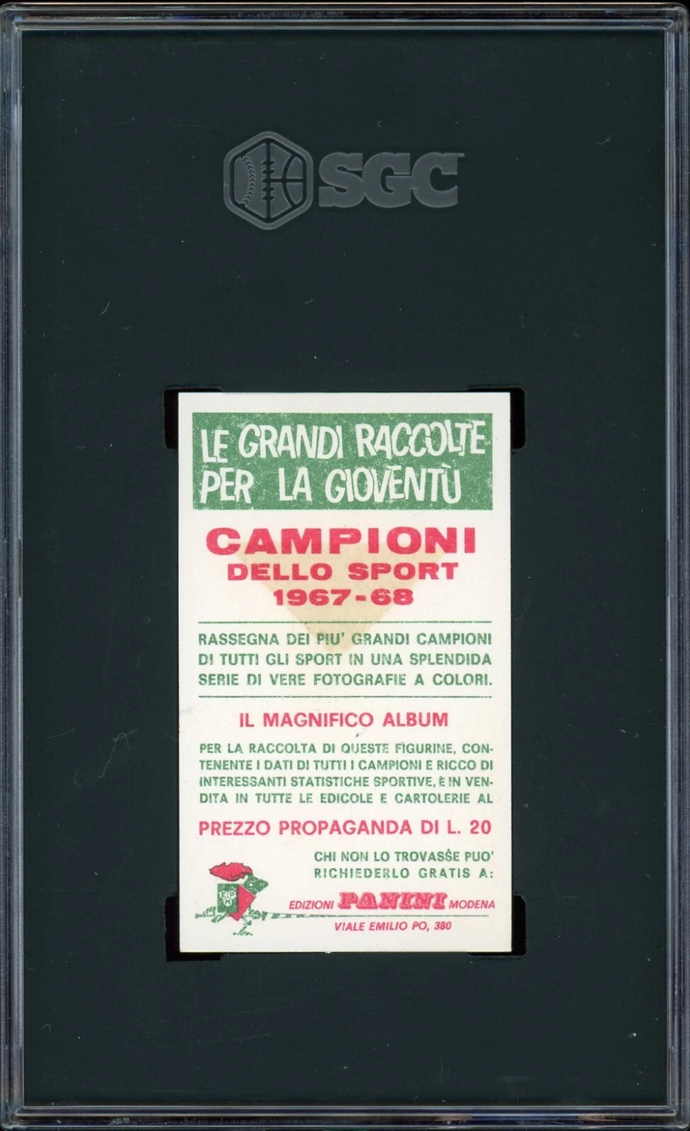 1967 Panini #484 Gene Tunney Campioni Dello Sport SGC 4 VG-EX