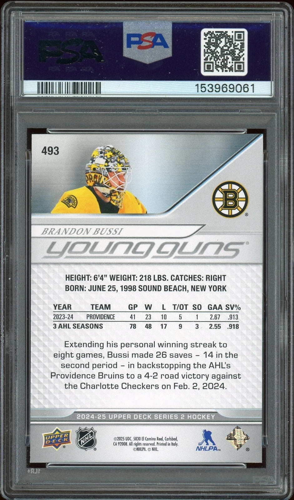 2024 Upper Deck #493 Brandon Bussi PSA 9 Mint