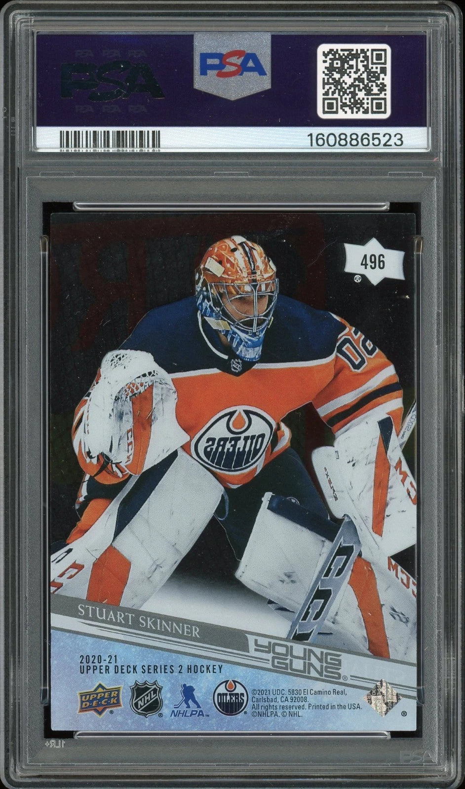 2020 Upper Deck #496 Stuart Skinner Clear Cut PSA 9 Mint