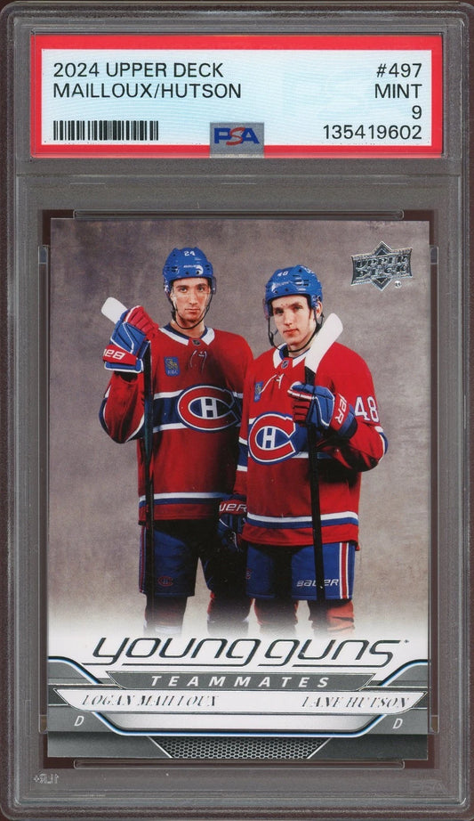 2024 Upper Deck #497 Mailloux / Hutson PSA 9 Mint
