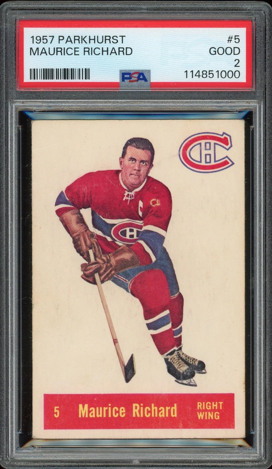 1957 Parkhurst Maurice Richard #5 PSA 2 Good