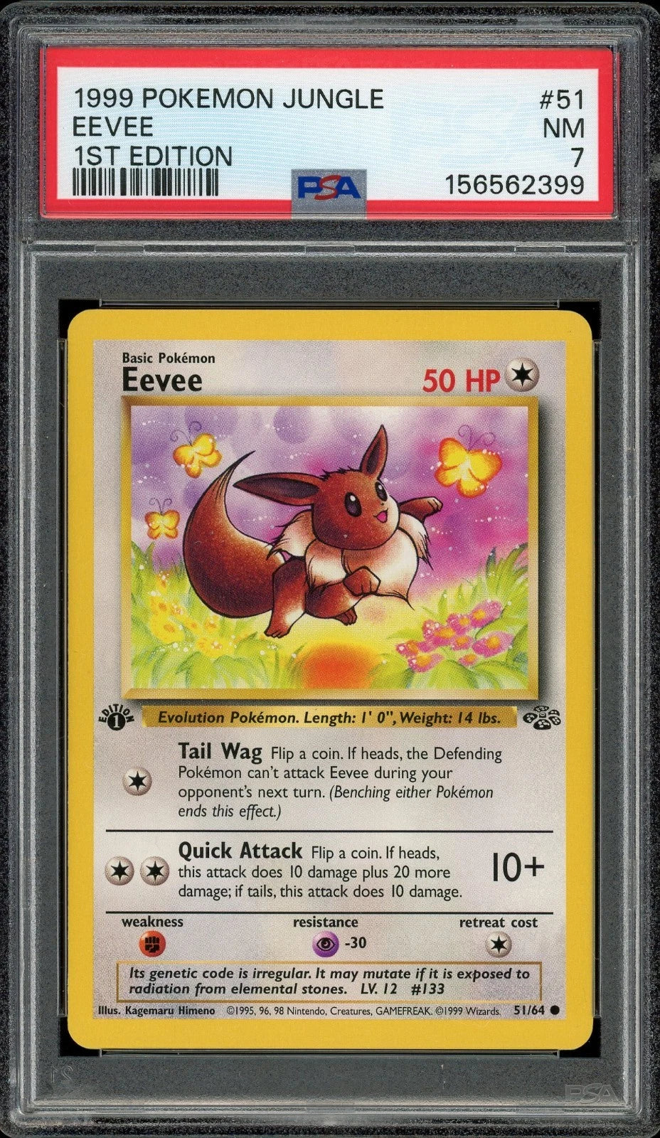 1999 Pokemon Jungle 1st Edition #51 Eevee PSA 7 NM