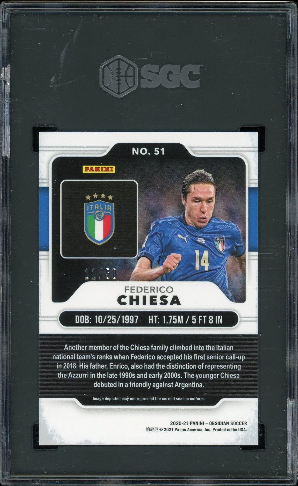 2020 Panini Obsidian #51 Federico Chiesa Electric Etch Orange SGC 9.5 Mint +
