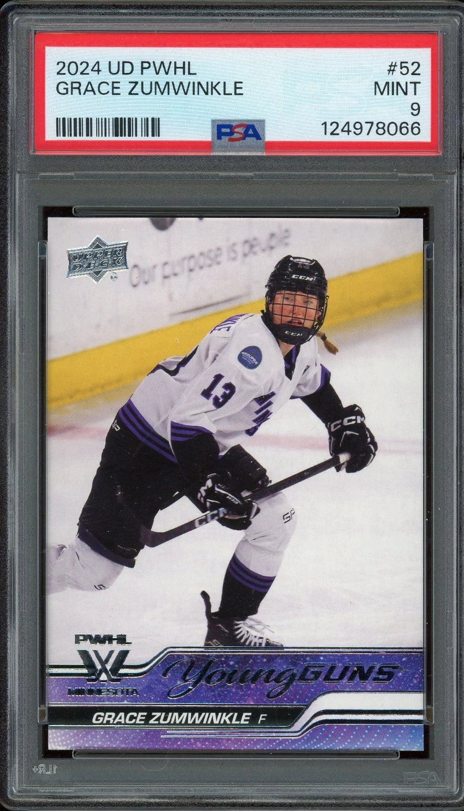 2024 UD PWHL #52 Grace Zumwinkle PSA 9 Mint