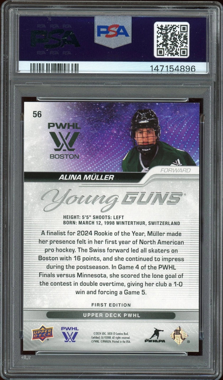 2024 UD PWHL 1st ED #56 Alina Muller Exclusives PSA 9 Mint