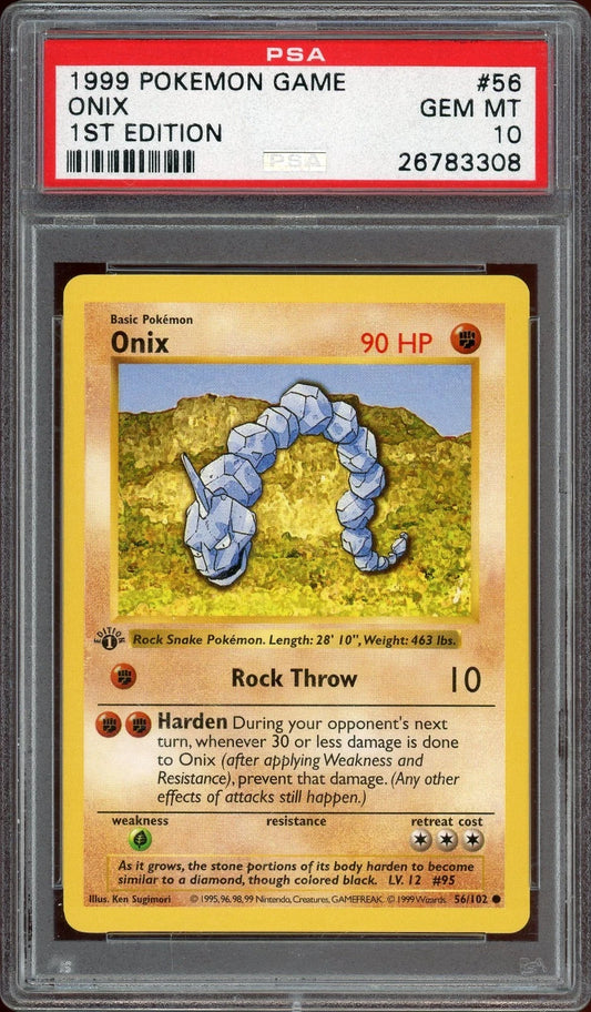 1999 Pokemon Game 1st Edition #56 Onix PSA 10 GEM MT