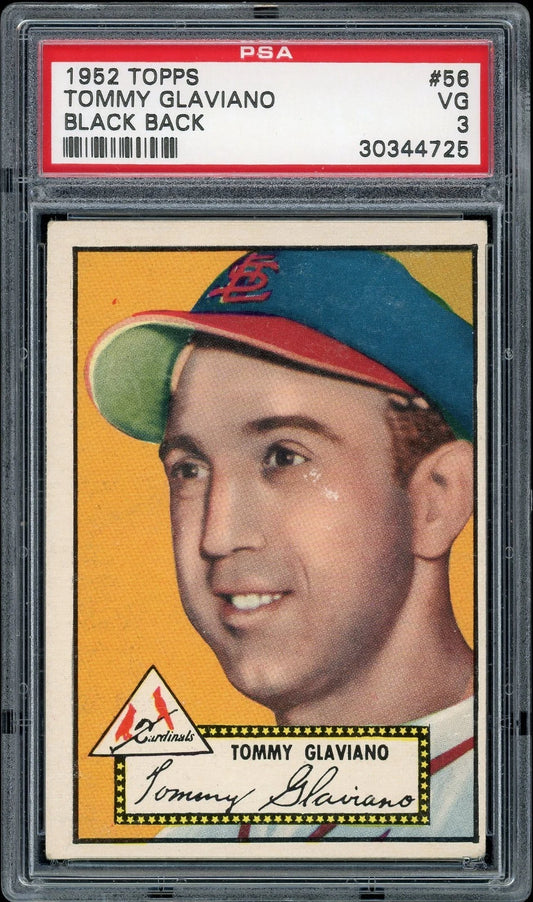 1952 Topps #56 Tommy Glaviano Black Back PSA 3 VG