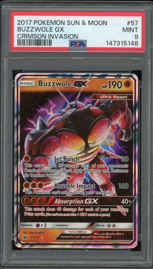 2017 Pokémon Sun & Moon #57 Buzzwole GX Crimson Invasion PSA 9 Mint