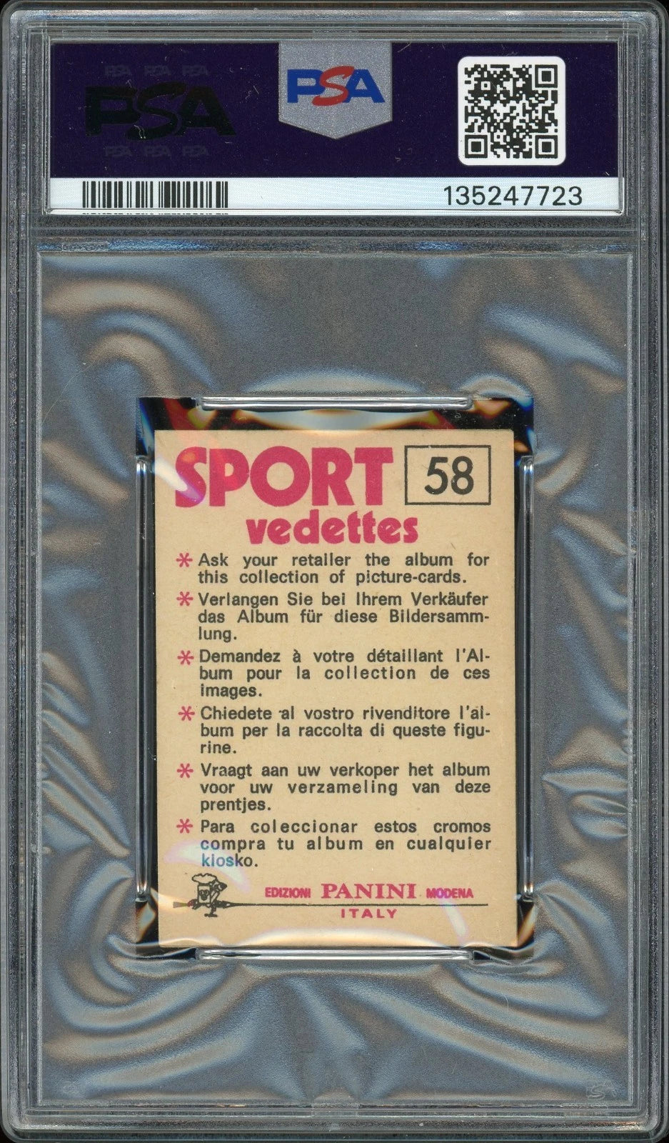1974 Panini #58 George Foreman Sport Vedettes PSA 4 VG-EX