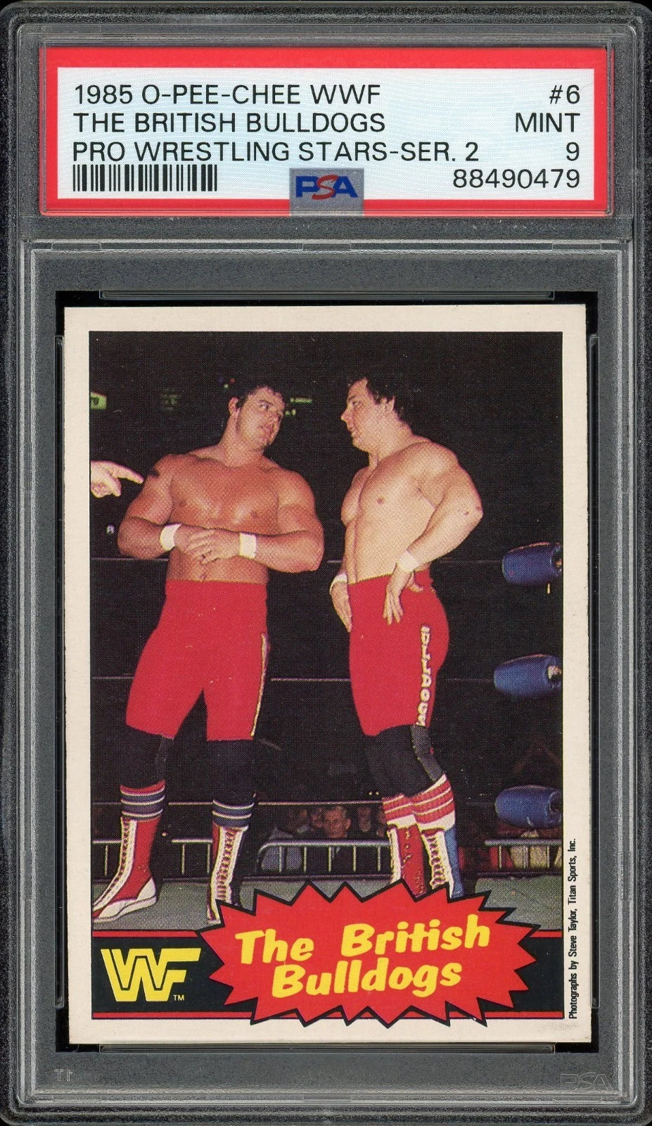 1985 O-Pee-Chee WWF #6 The British Bulldogs Pro Wrestling Stars Series 2 PSA 9