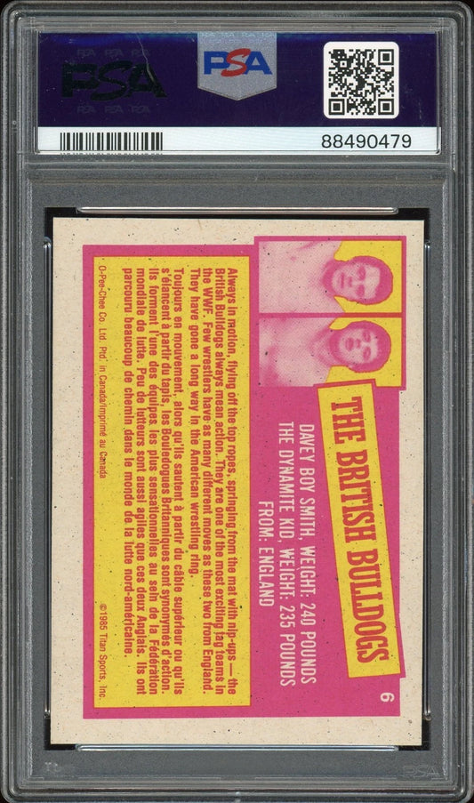 1985 O-Pee-Chee WWF #6 The British Bulldogs Pro Wrestling Stars Series 2 PSA 9