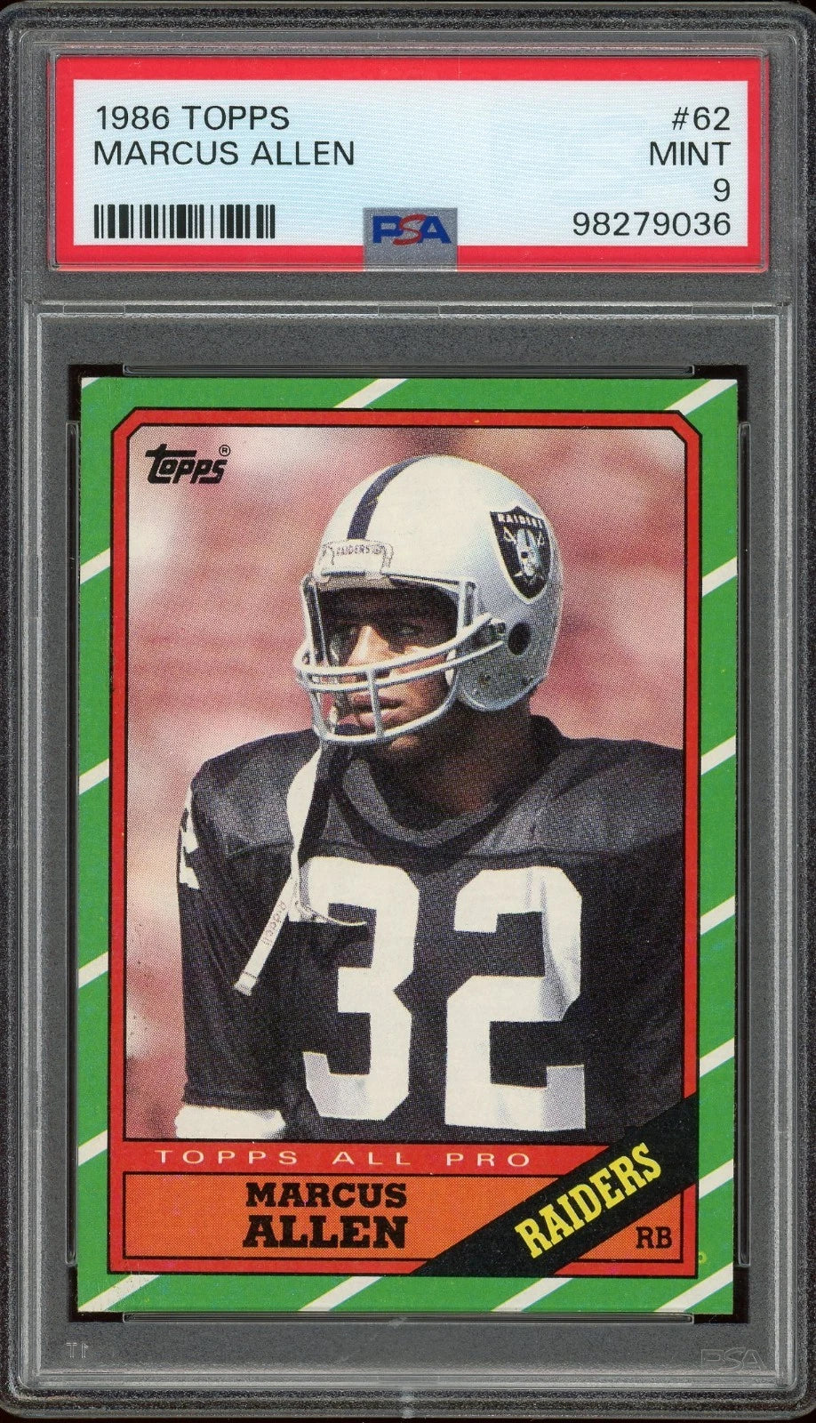 1986 Topps #62 Marcus Allen PSA 9 Mint