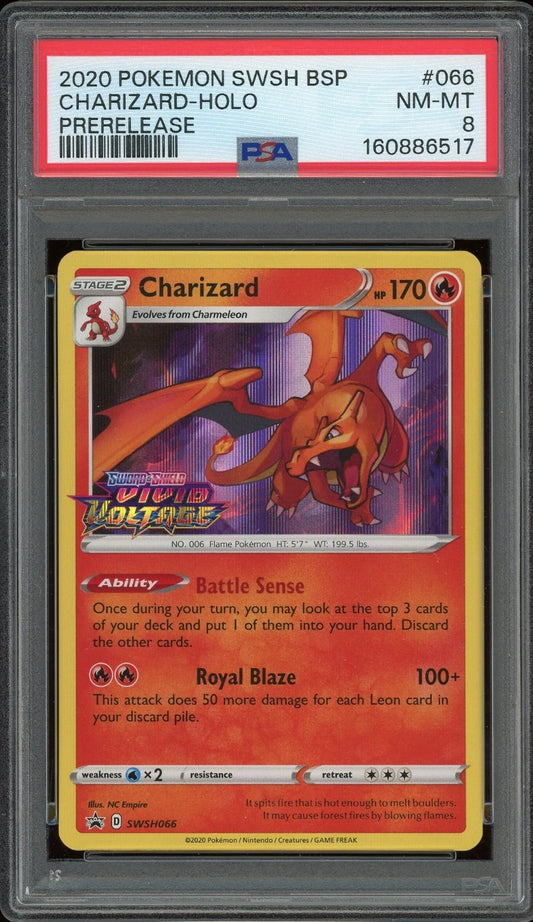 2020 Pokemon Sword & Shield Black Star Promo #066 Charizard Holo Prerelease PSA 8 NM-MT