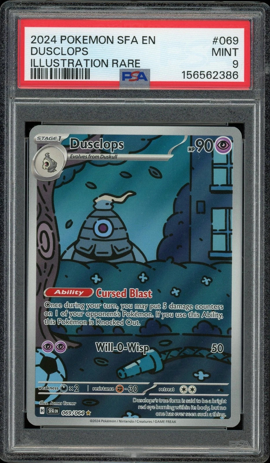 2024 Pokemon Shrouded Fable EN #069 Dusclops Illustration Rare PSA 9 Mint