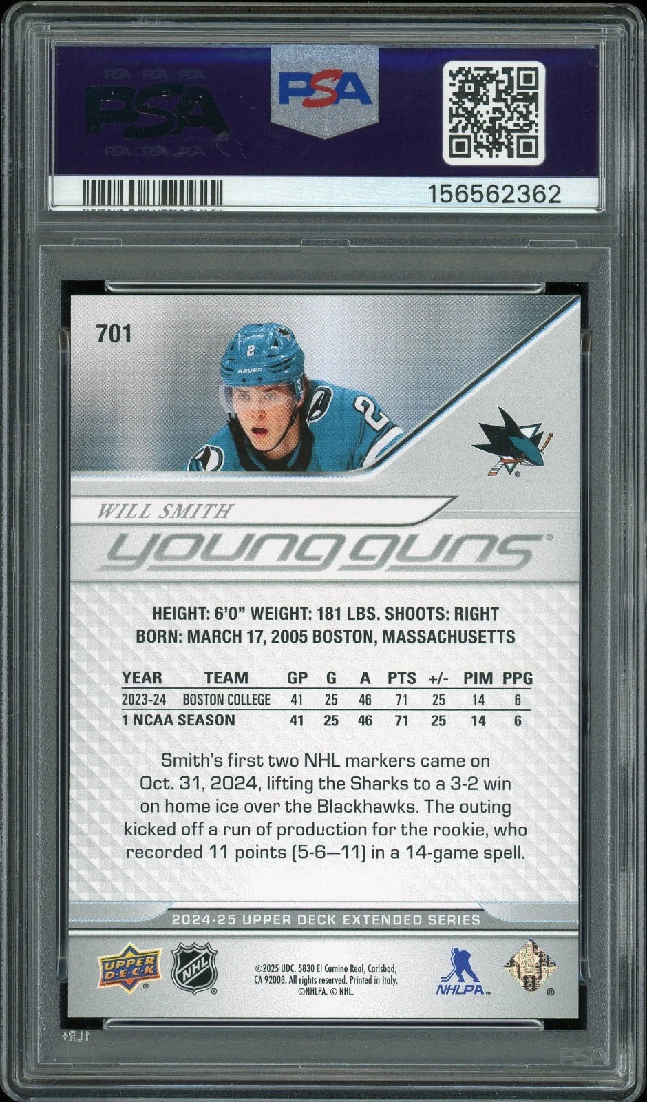 2024 Upper Deck #701 Will Smith PSA 10 GEM MT