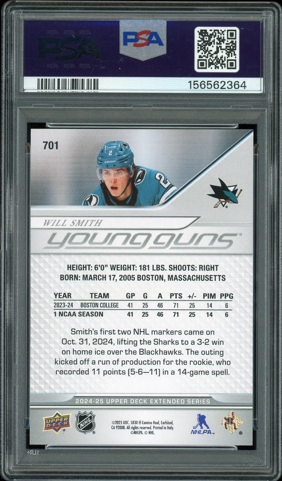 2024 Upper Deck #701 Will Smith PSA 10 GEM MT