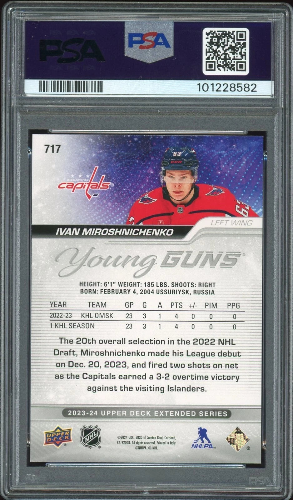 2023 Upper Deck #717 Ivan Miroshnichenko PSA 10 GEM MT