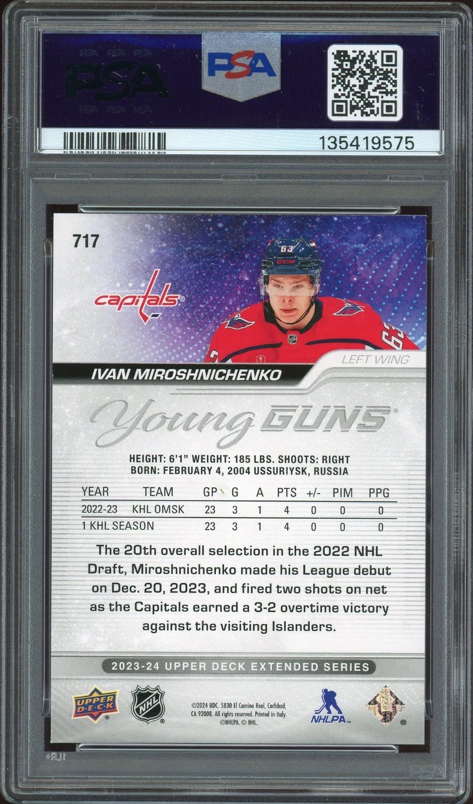2023 Upper Deck#717 Ivan Miroshnichenko PSA 9