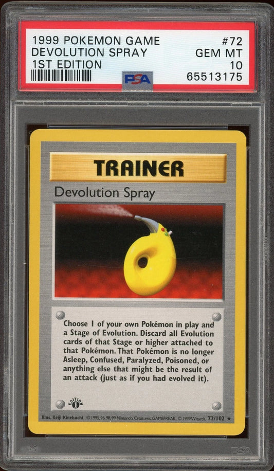 1999 Pokémon Game 1st Edition #72 Devolution Spray PSA 10 GEM MT