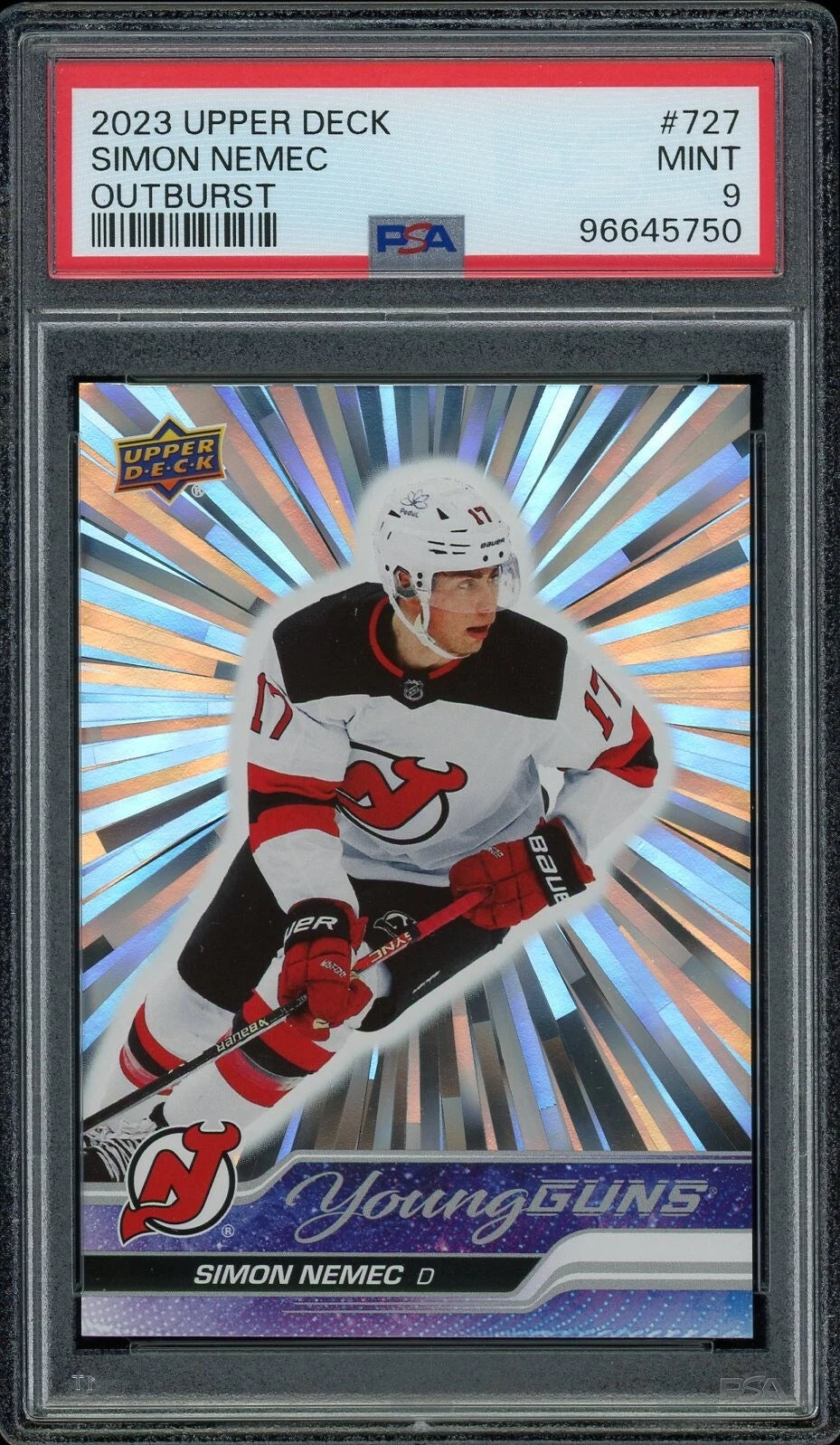 2023 Upper Deck #727 Simon Nemec Outburst PSA 9 Mint