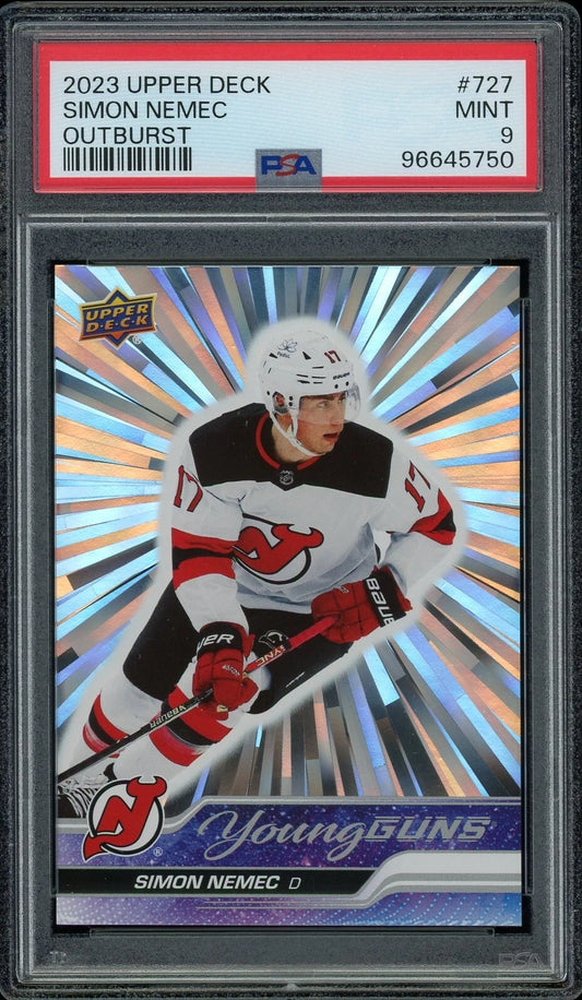 2023 Upper Deck #727 Simon Nemec Outburst PSA 9 Mint