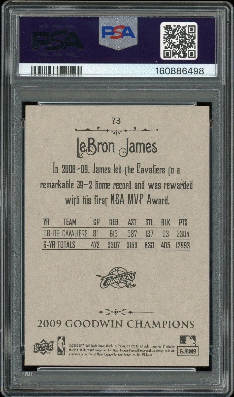 2009 Goodwin Champions #73 LeBron James PSA 9 Mint