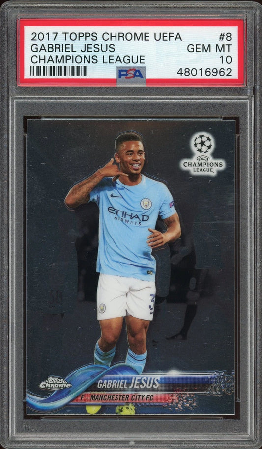 2017 Topps Chrome UEFA #8 Gabriel Jesus Champions League PSA 10 GEM MT